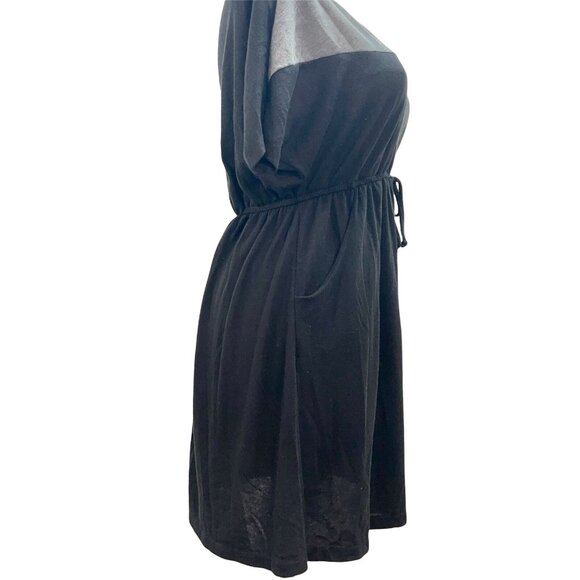 Delirious Womens 2X Black Gray Colorblock Dress Drawstring Waist and Pockets - Picture 6 of 8
